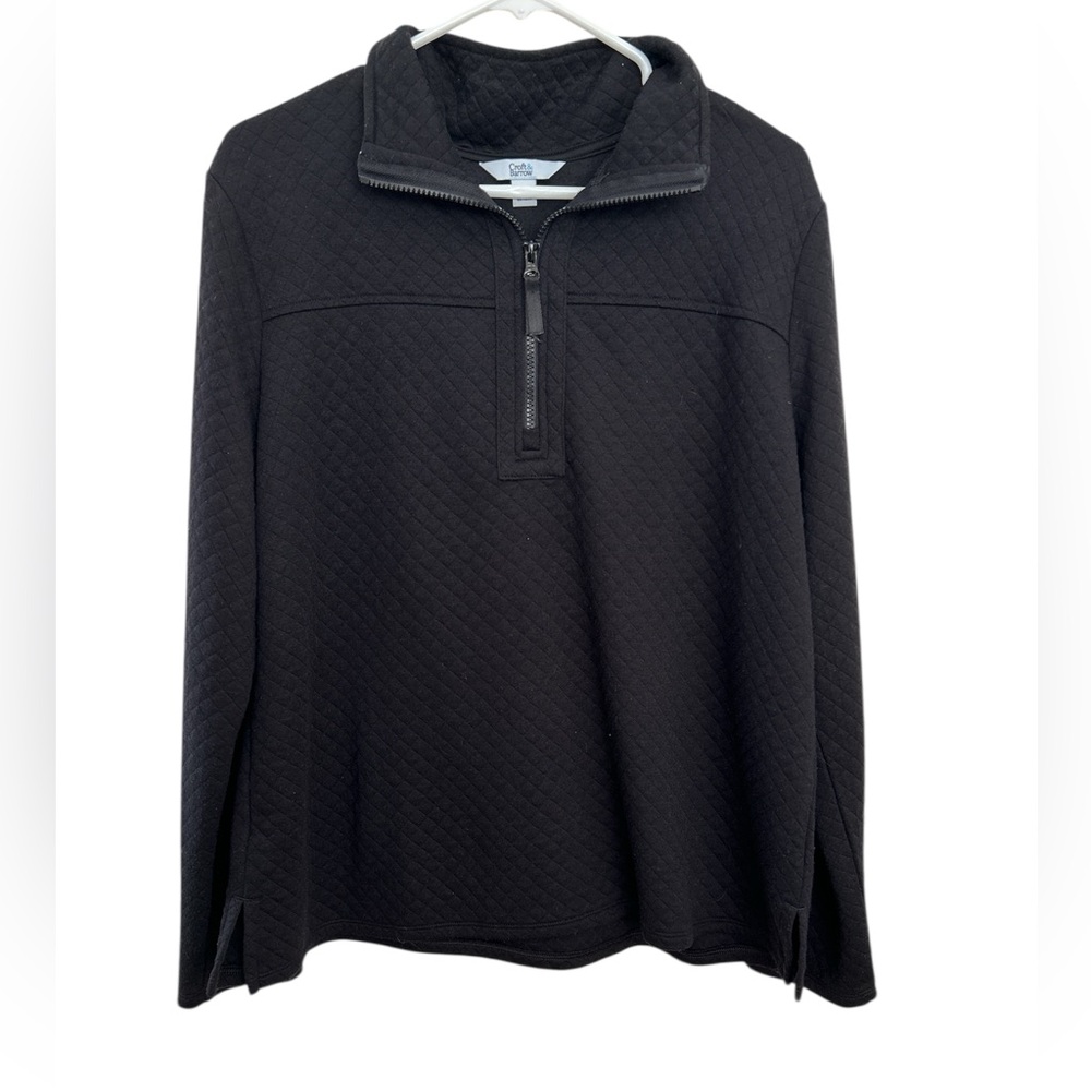 Black Croft & Barrow Quilted Quarter Zip Jacket Size L